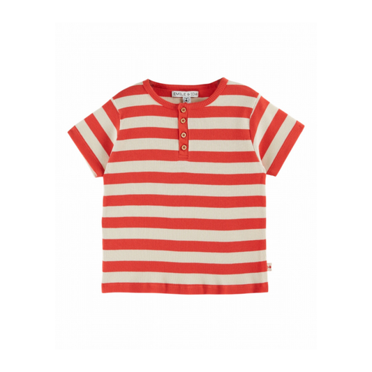 T-shirt Raye Cote - Biologisch katoen - Rood/Wit - Emile et Ida