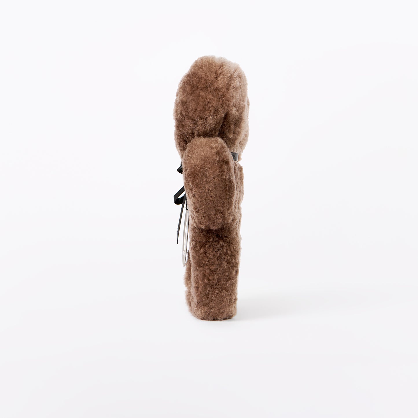 FLATOUTbear Baby - 100% Australische schapenvacht - Wollen knuffel chocolate zijkant