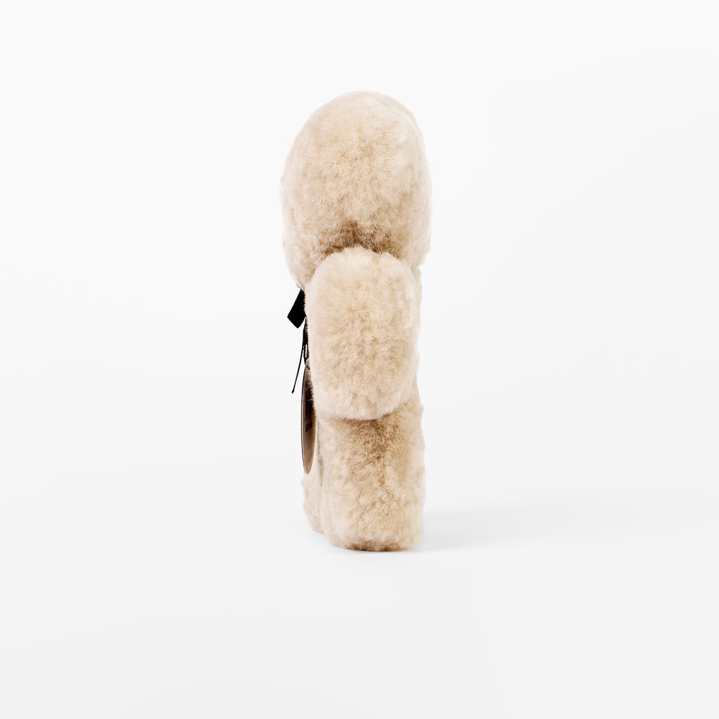 FLATOUTbear Baby - 100% Australische schapenvacht - Wollen knuffel latte zijkant