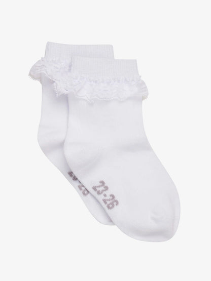 Minymo - Ankle Sock w. Lace White - Sokjes met ruches