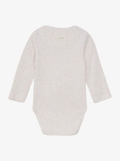 Fixoni - Body LS Melange - Pointelle - Romper met lange mouwen - 100% katoen