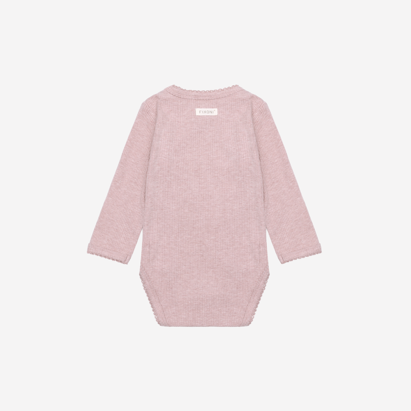 Overslag romper lange mouw - Modal/Katoen - Pale Mauve Melange - Fixoni achterkant