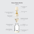 Babyfles van glas - Latex/Natuurrubber - Ivory - 120 ml of 240 ml - BIBS - productfoto - afbeelding 4