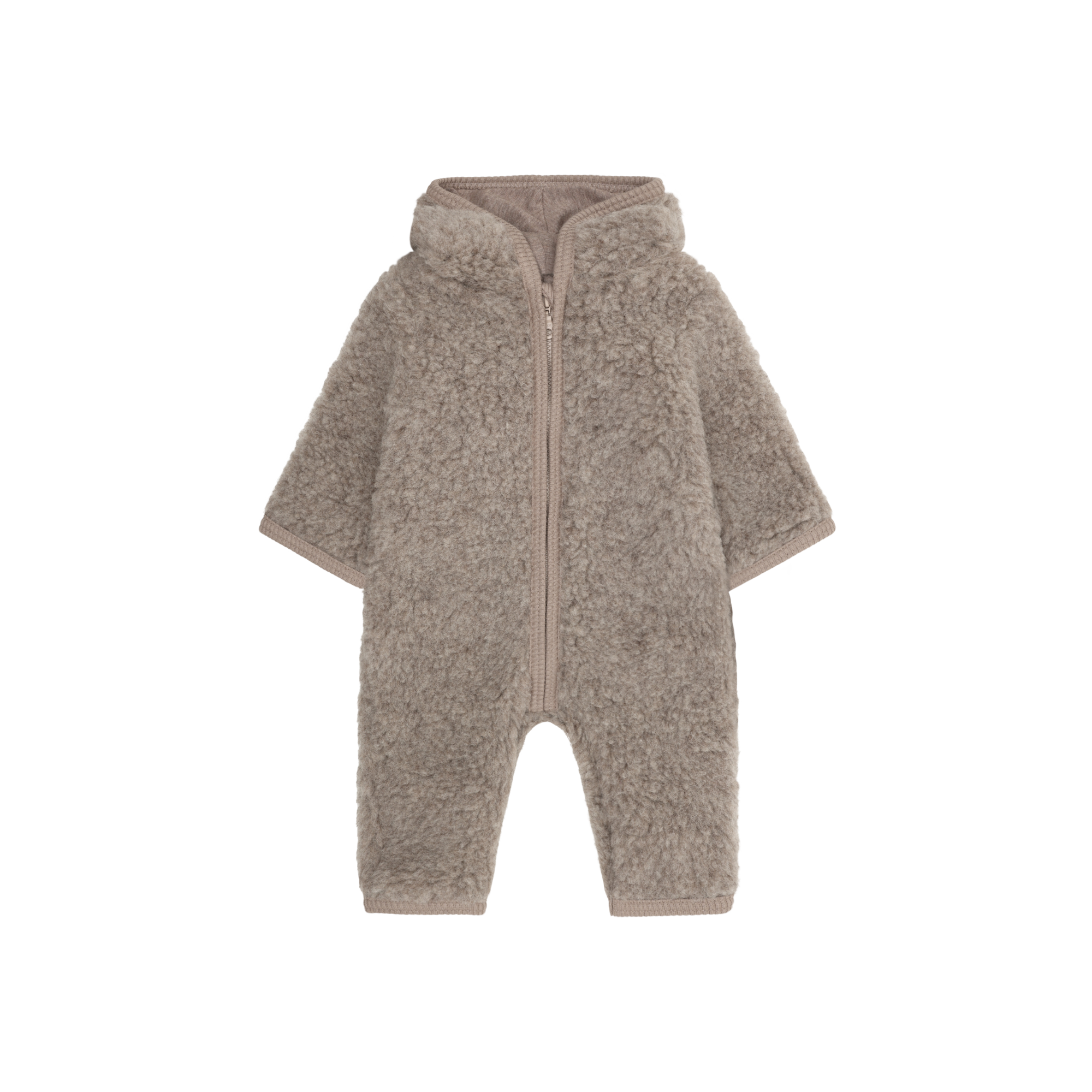 Combinaison bébé en laine teddy - Camel chiné - 100 % laine - Devant HUTTEliHUT