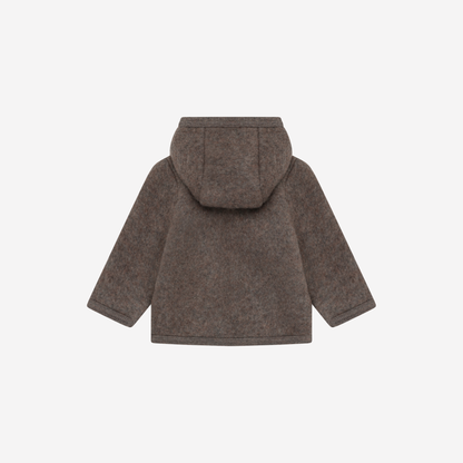 Jasje met capuchon -  Merino wol fleece - 100% wol - HUTTEliHUT brown achterkant