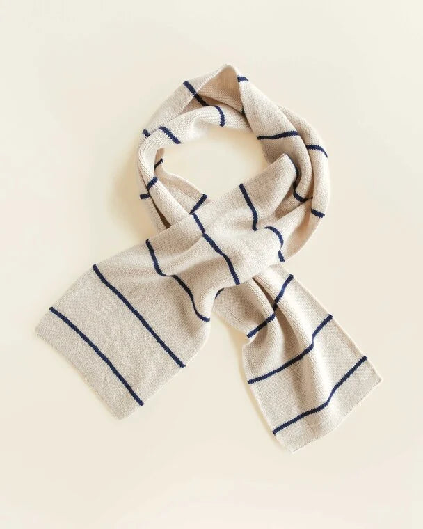 Scarf Igor - gestreepte sjaal van 100% extra fine Italiaanse merino wol - Hvid