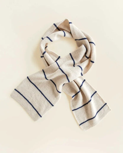 Scarf Igor - gestreepte sjaal van 100% extra fine Italiaanse merino wol - Hvid