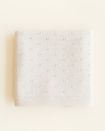Baby Dekentje Ajour - Bibi blanket - Merinowol - Cream/Crème - HVID - bovenaanzicht productfoto