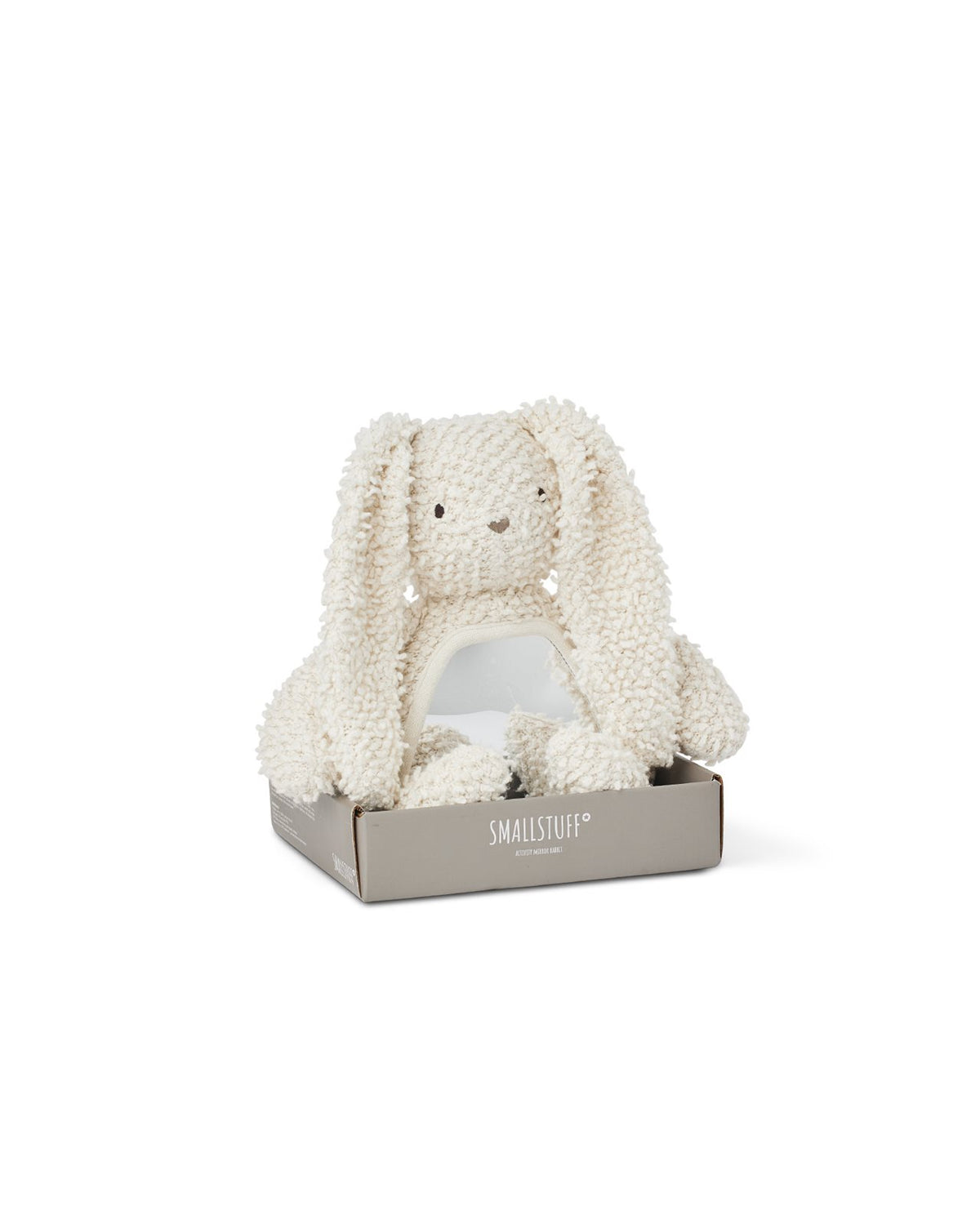 Activity Rabbit met spiegel – Katoen bouclé – Tummy time speelgoed - SmallStuff
