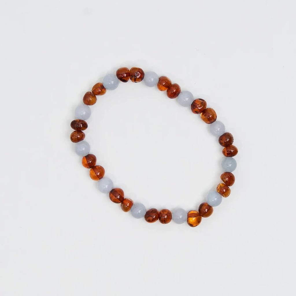 Regn Bracelet – Damenarmband aus Karamell-Bernstein und blauem Aquamarin – Nirrimis