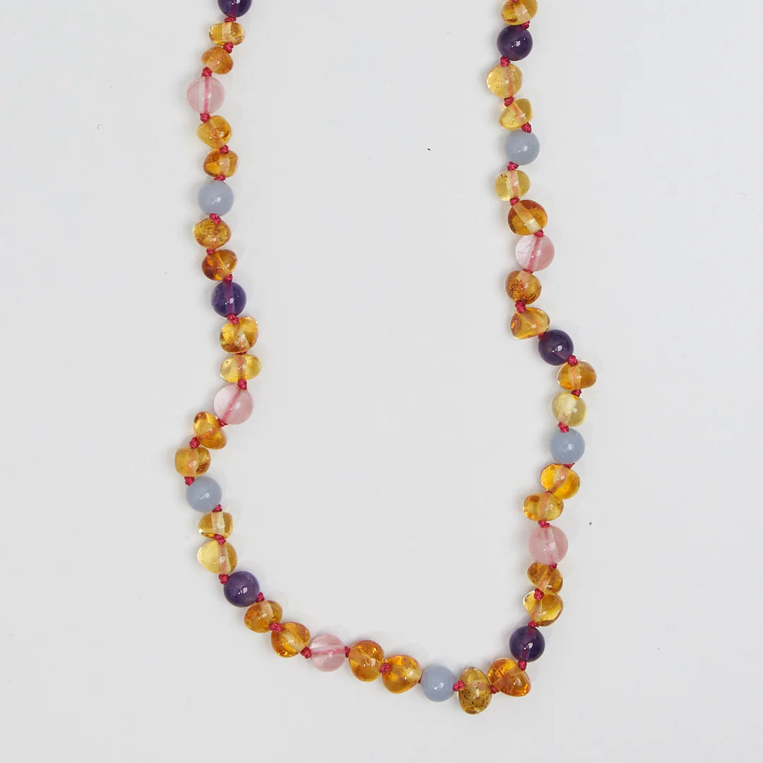Barnsteen en edelstenen ketting - Bobbie - 32 cm - Kids 0-3 jaar - Nirrimis