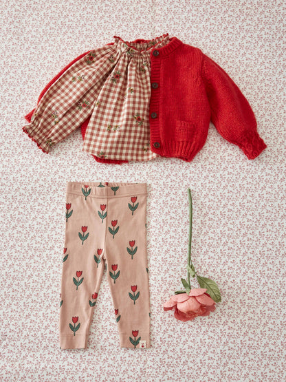 Gebreid vest Cardigan Doudou – Mars/Rood – Merinowol & Mako-katoen – Emile et Ida
