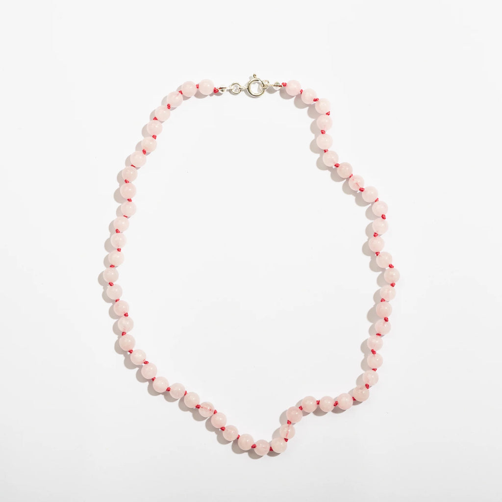 Rose Quartz Adult Necklace – Collier femme en quartz rose naturel – Fermoir argent 925 – Nirrimis