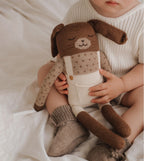 Grote konijnen knuffel - Large bunny - Ecru overall - Alpaca wol - Main Sauvage - productfoto - afbeelding 5