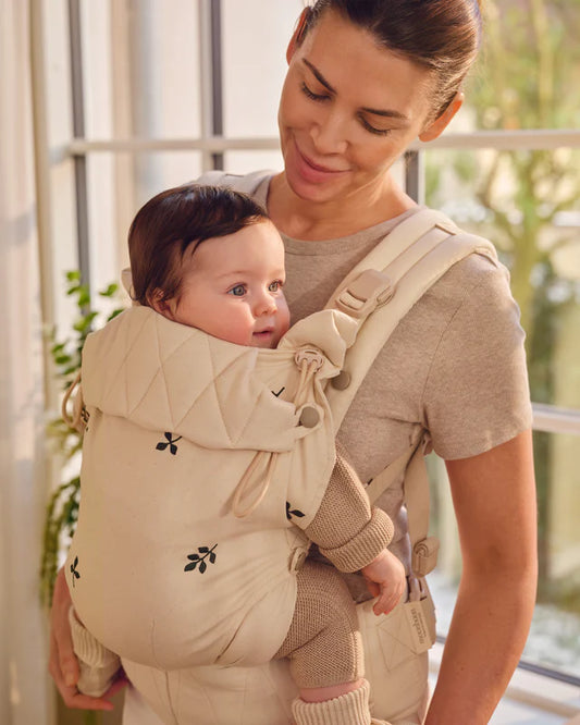 Ergonomische Draagzak Baby - Leaf - Biologisch katoen - Magnetische gespen -  Beige - Moonboon