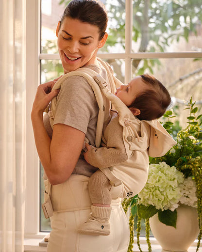 Ergonomische Babytrage – Bio-Baumwolle – Magnetschnallen – Beige – Moonboon
