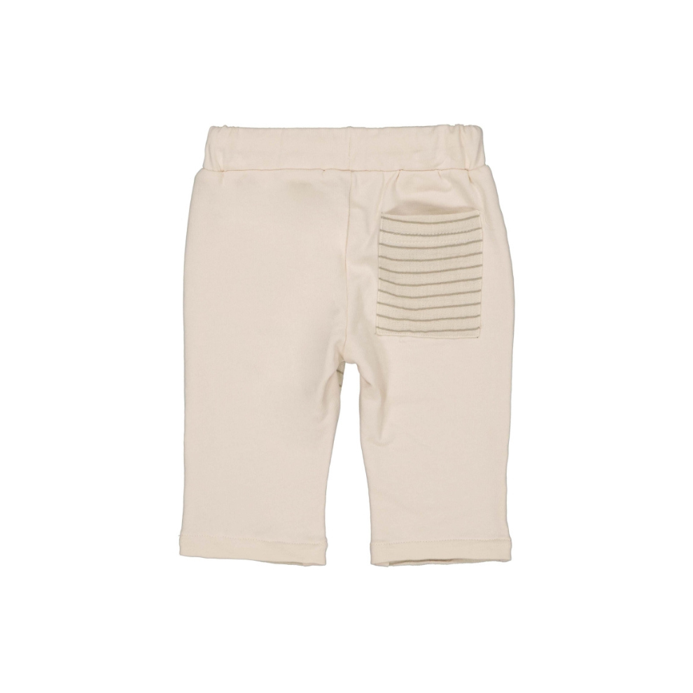Broekje Michael - Biologisch katoen - Taupe lines - Levv Labels achterkant