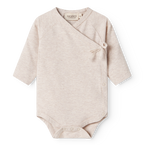 MarMar Copenhagen Belita Wikkelromper met Lange Mouwen – Zacht Baby Romper  Biologisch Katoen & TENCEL™ Modal beige melange