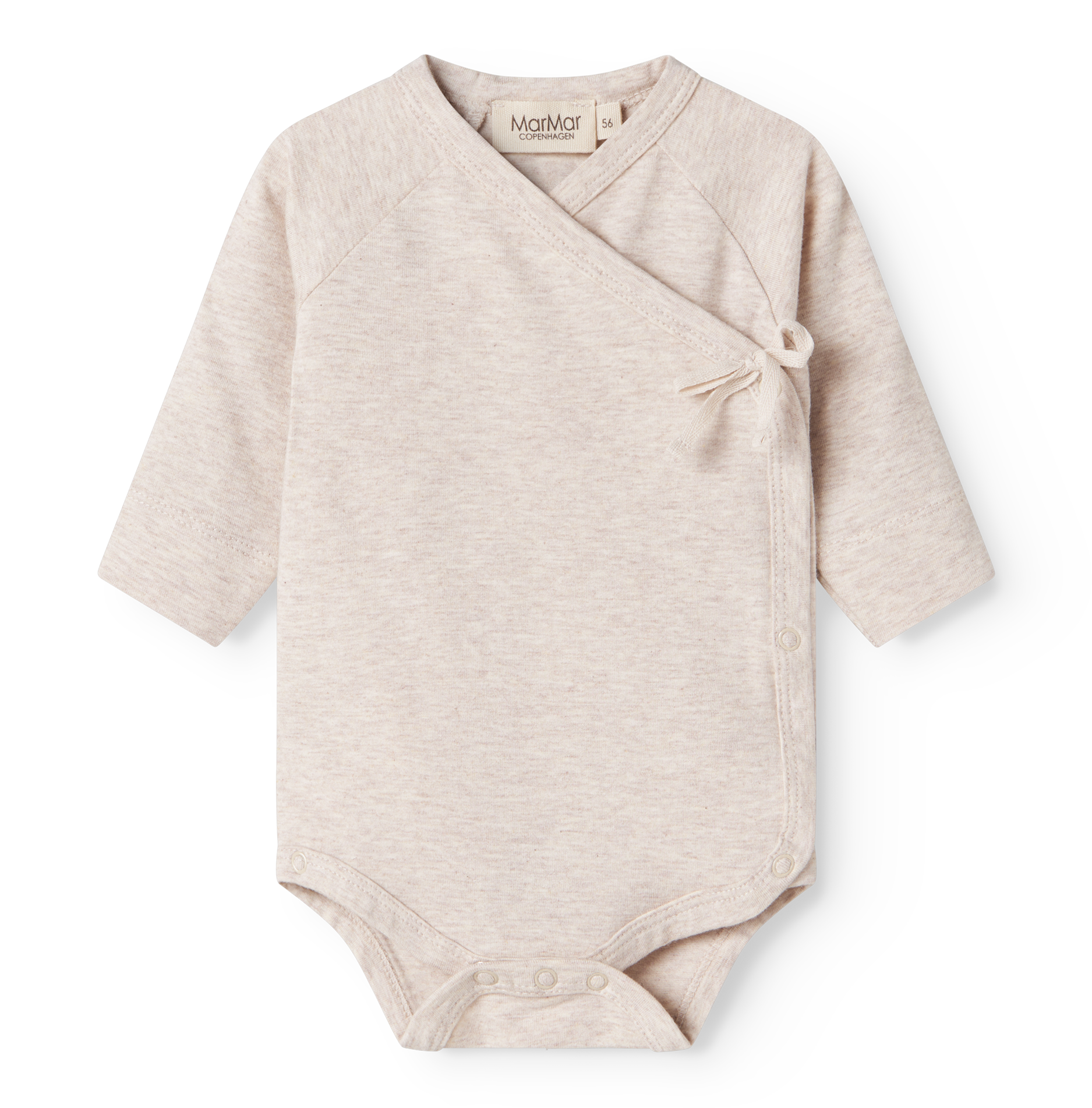 MarMar Copenhagen Belita Wikkelromper met Lange Mouwen – Zacht Baby Romper  Biologisch Katoen & TENCEL™ Modal beige melange