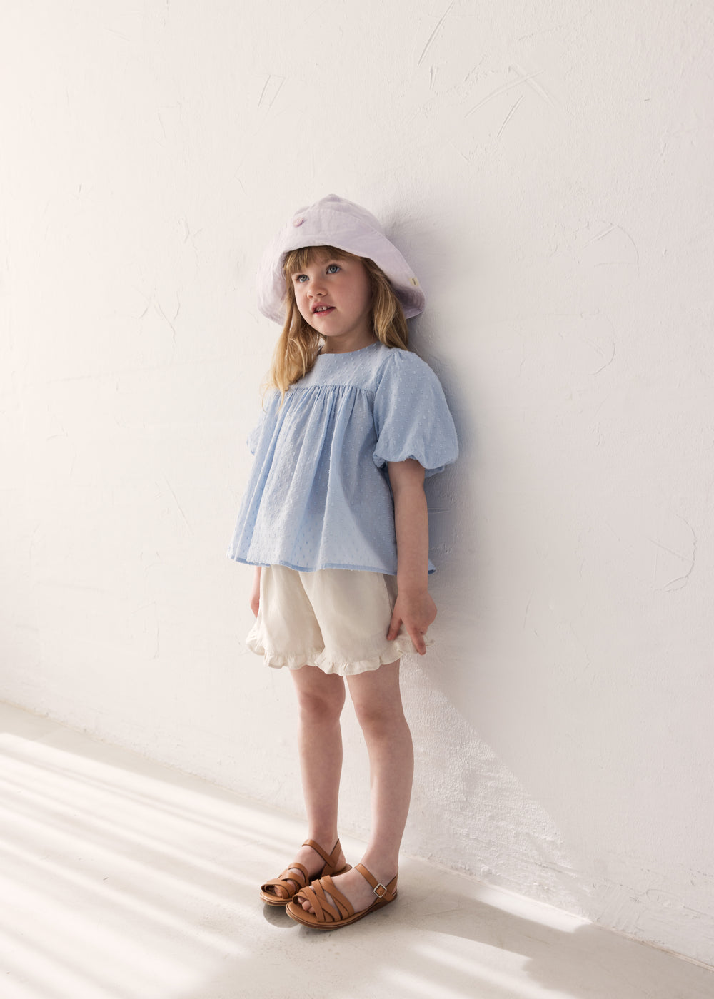 Linnen kort broekje - Pala Frill - Kit/Beige - MarMar Copenhagen kind