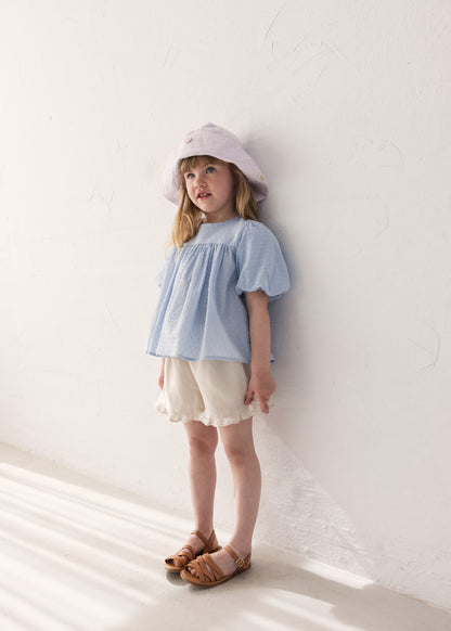 Linnen kort broekje - Pala Frill - Kit/Beige - MarMar Copenhagen kind