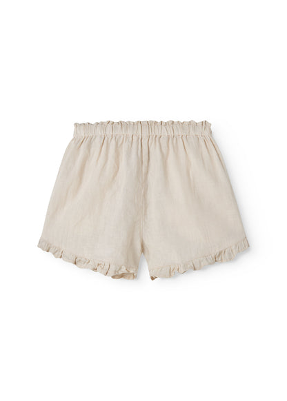 Linnen kort broekje - Pala Frill - Kit/Beige - MarMar Copenhagen achter