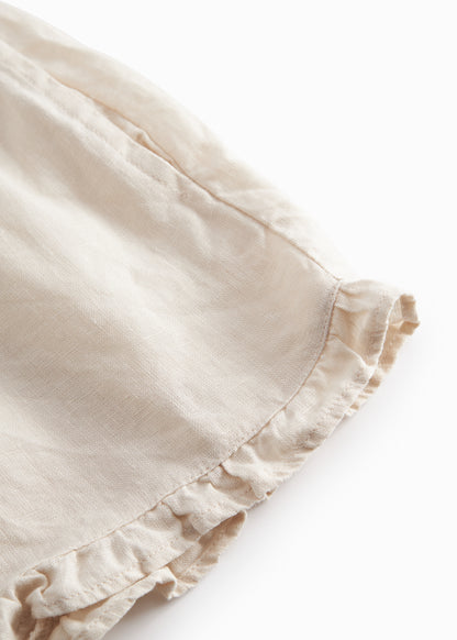 Linnen kort broekje - Pala Frill - Kit/Beige - MarMar Copenhagen onder