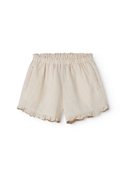 Linnen kort broekje - Pala Frill - Kit/Beige - MarMar Copenhagen voor