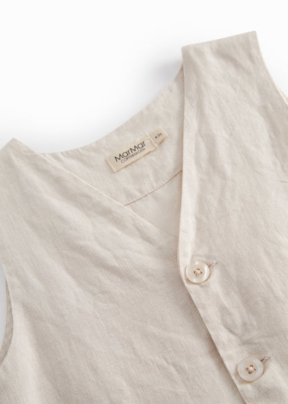 Gilet Jalfa - Linnen - Kit/Beige - MarMar Copenhagen close voor