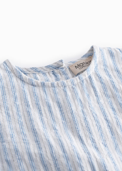 Tuinbroekje Roventa S - Linnen/katoen - Surf Blue Stripe - MarMar Copenhagen boven