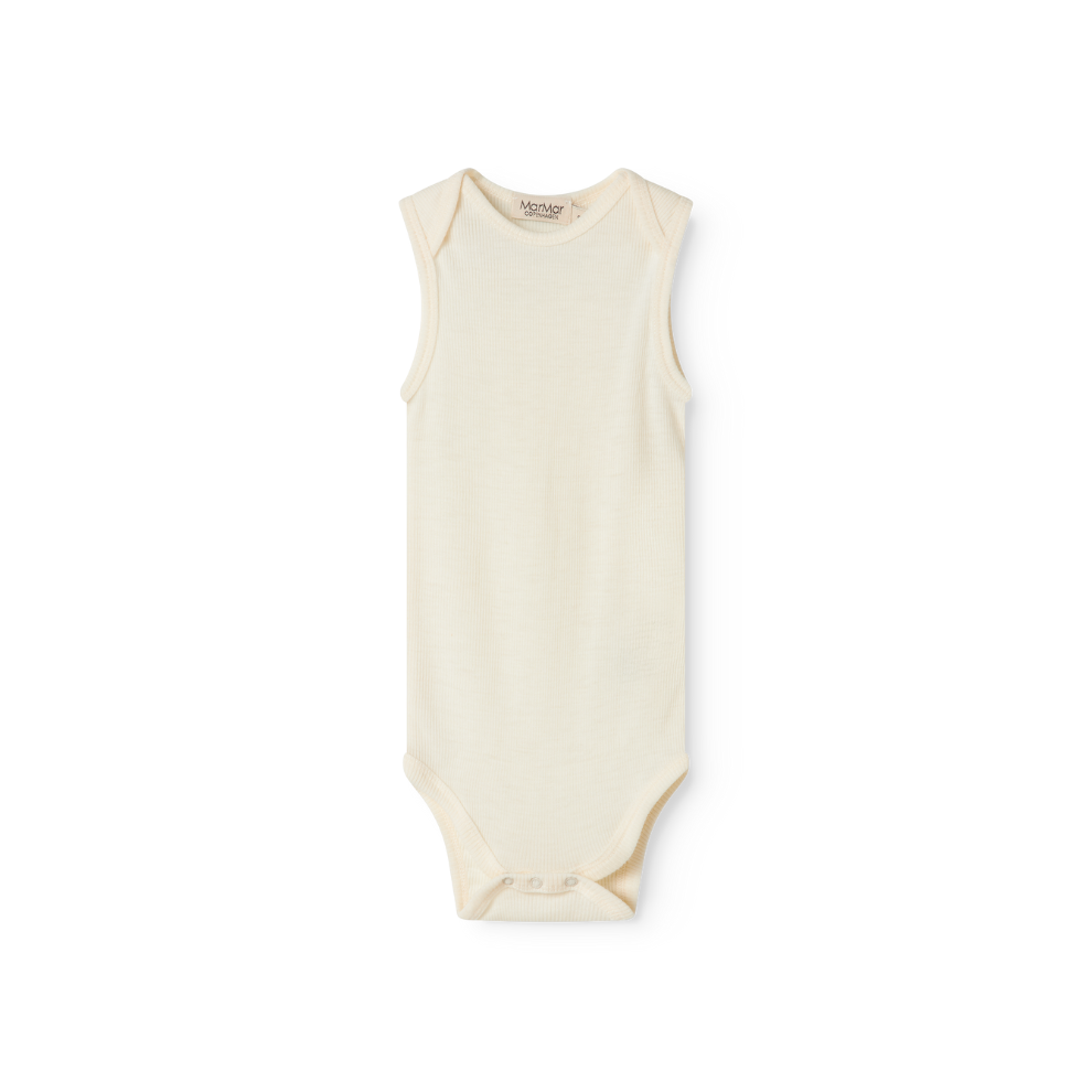 Romper mouwloos - Bini Wool Rib - Merinowol - MarMar Copenhagen natural wit