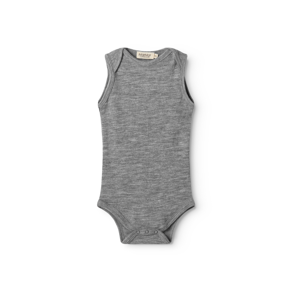 Romper mouwloos - Bini Wool Rib - Merinowol - MarMar Copenhagen grey melange grijs
