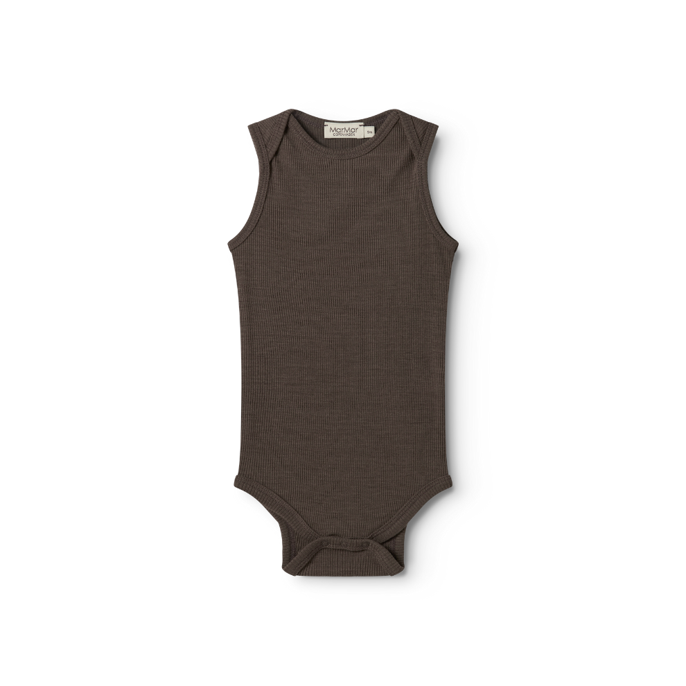 Romper mouwloos - Bini Wool Rib - Merinowol - MarMar Copenhagen terre donkerbruin