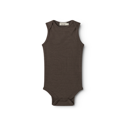 Romper mouwloos - Bini Wool Rib - Merinowol - MarMar Copenhagen terre donkerbruin