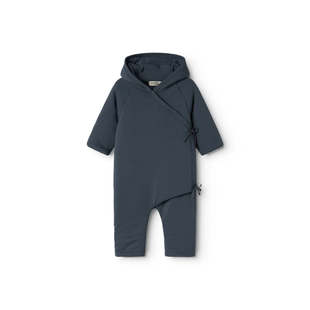 MarMar Copenhagen Rex Modal Baby Jumpsuit – Warm Padded Boxpak met Capuchon & Omvouwbare Handjes/Voetjes blue donkerblauw navy