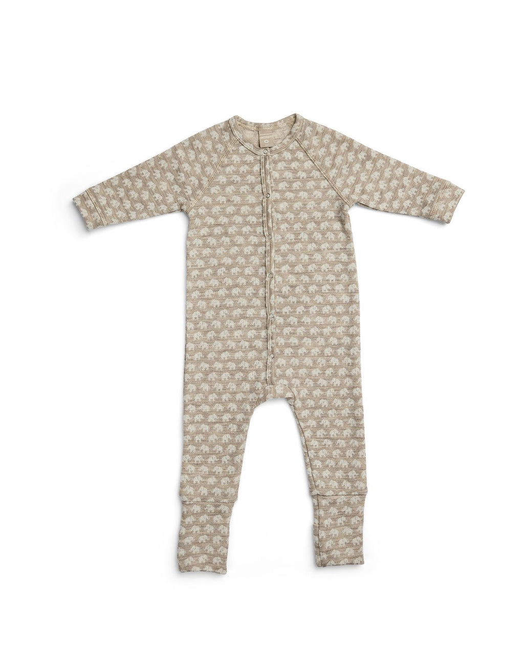 Pyjama / Baby Sleepsuit Elephants - Light Nature Elephants - 100% merino wool - SmallStuff