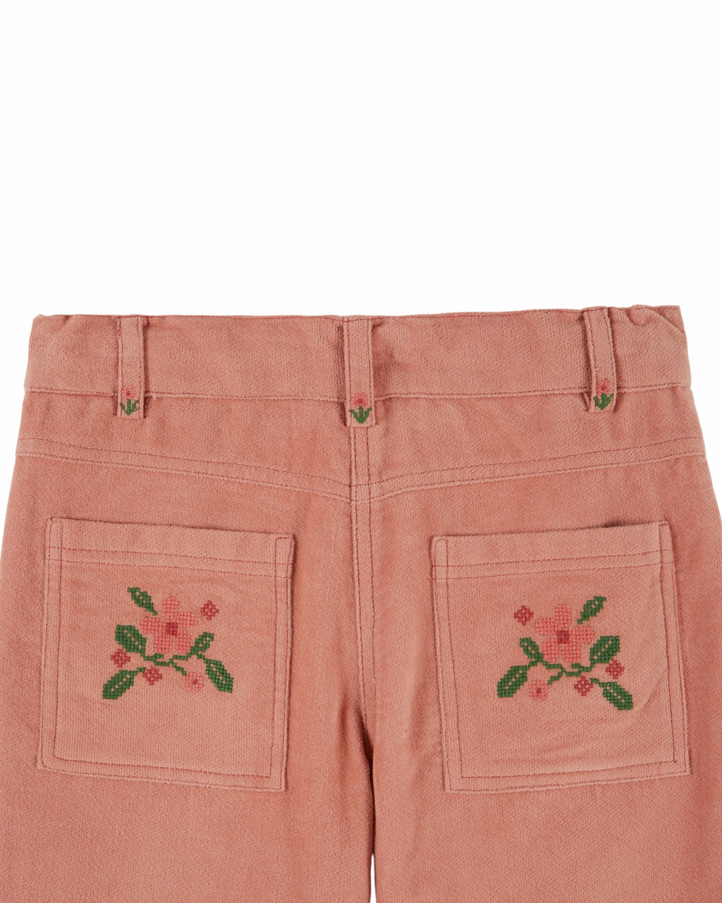 Velours broek met bloemenborduursel – Sakura/Roze – Emile et Ida