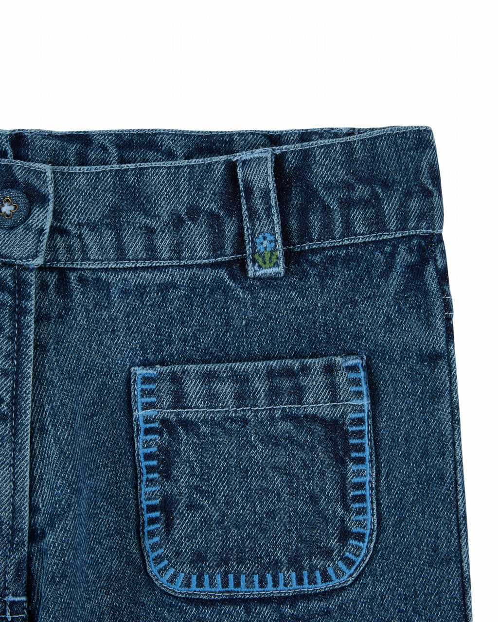 Denim broek met geborduurde zakken - Donkerblauw - Emile et Ida - productfoto - afbeelding 4