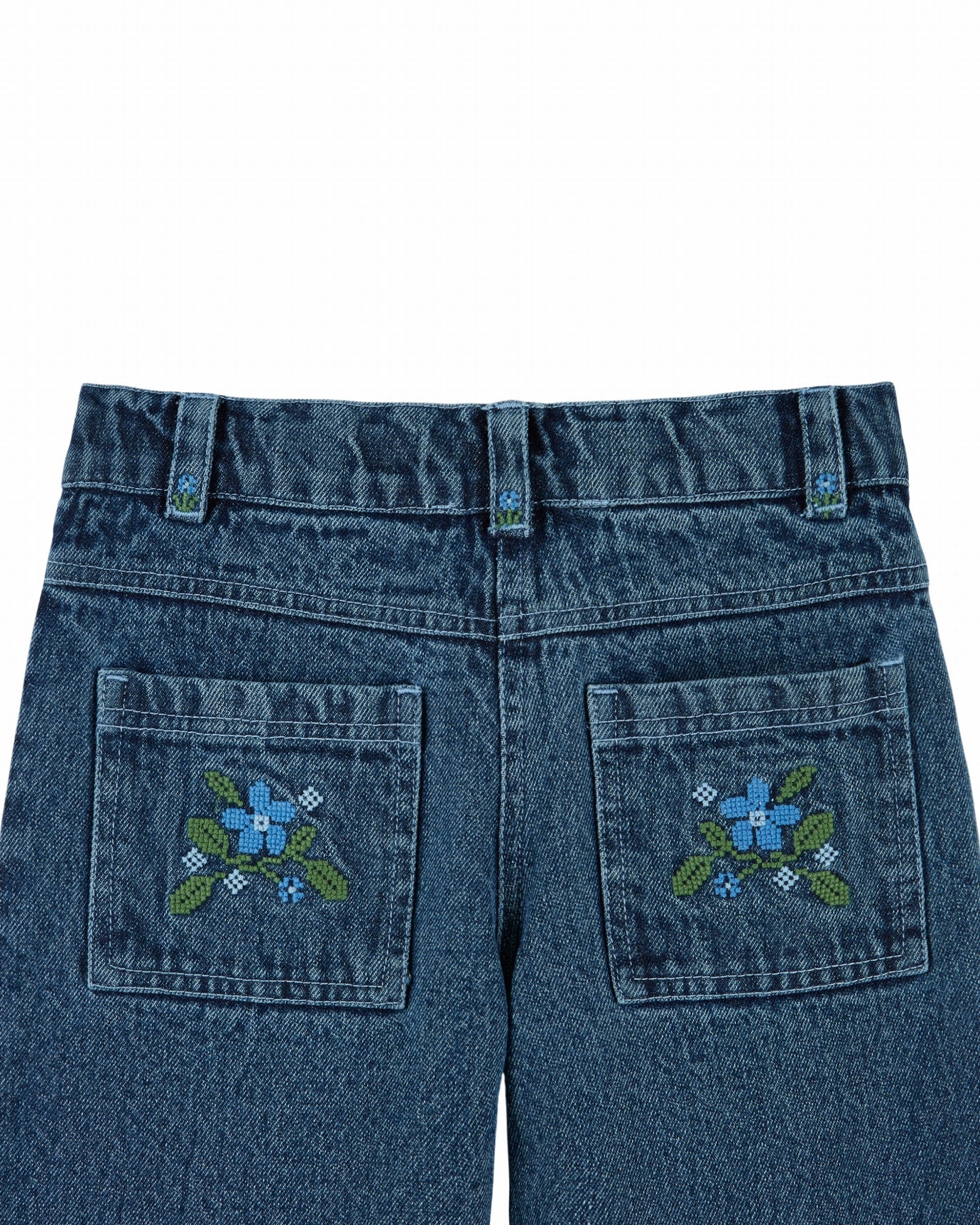 Denim broek met geborduurde zakken - Donkerblauw - Emile et Ida - productfoto - afbeelding 3