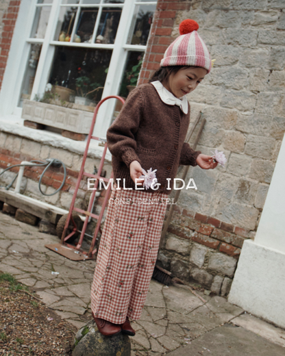 Gestreepte wollen muts met pompon – Olive & Blush – Emile et Ida
