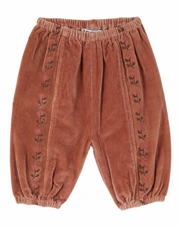 Babybroek Sarouel Velours Brodé - Katoen - Acajou - Émile et Ida