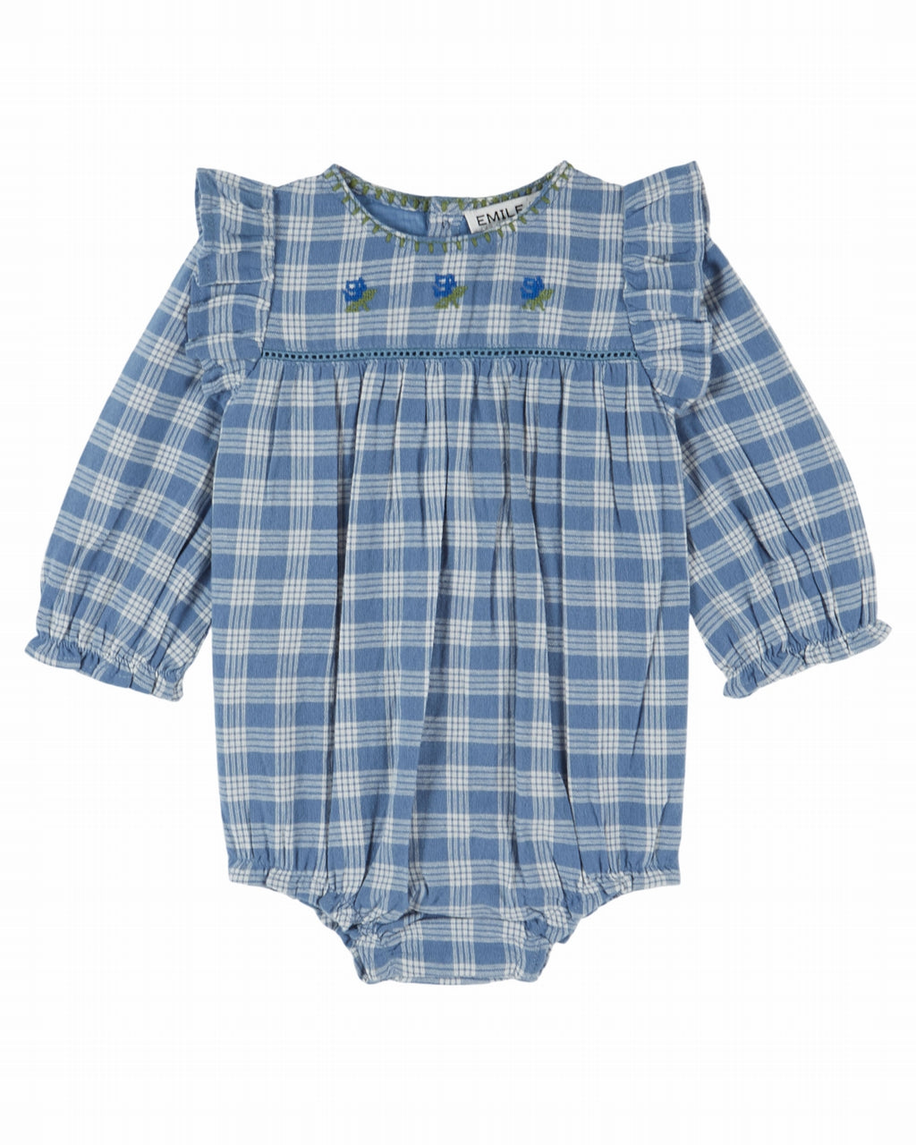 Babyromper met ruches en borduursel - Carreaux Celestine - Emile et Ida - voorkant - afbeelding 2