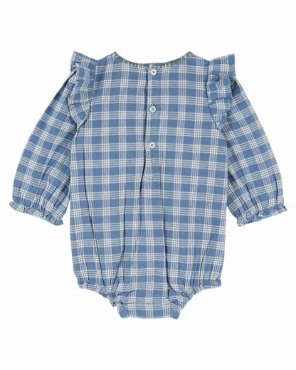 Babyromper met ruches en borduursel – Carreaux Celestine – Emile et Ida