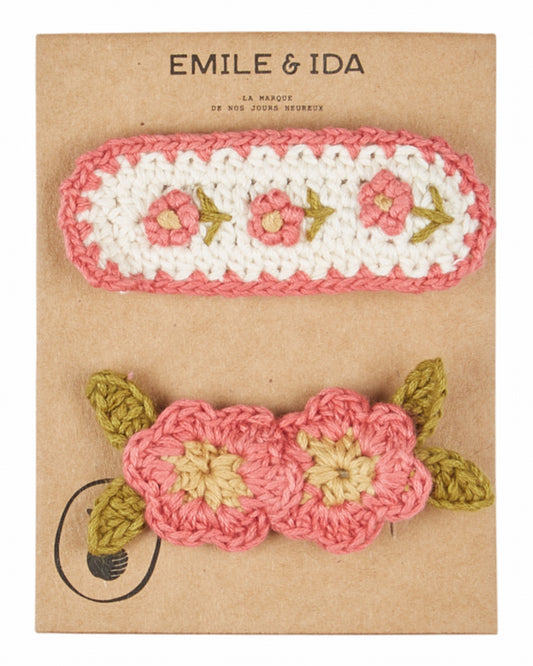 Gehaakte haarknipjes 2-pack – Rose – Emile et Ida