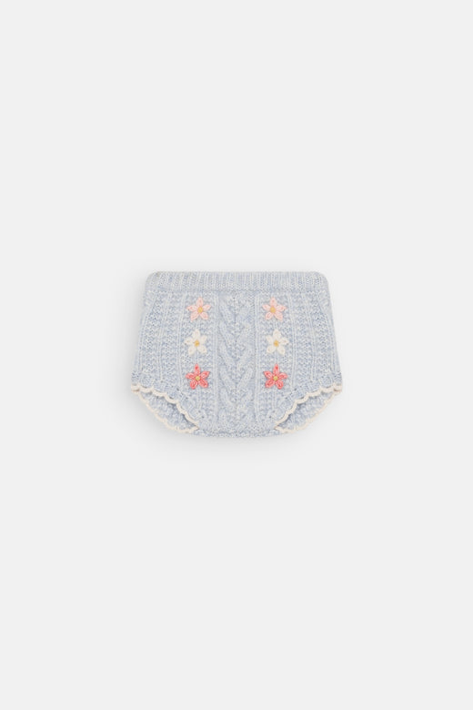Ensemble Mony haut et bas – Ensemble bébé tricoté bleu clair – Mélange de Tencel et d’alpaga – Louise Misha