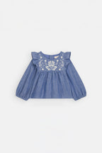 Ensemble Mikani haut et bas – Light Blue Denim – 100 % coton biologique – Louise Misha