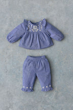 Ensemble Mikani haut et bas – Light Blue Denim – 100 % coton biologique – Louise Misha