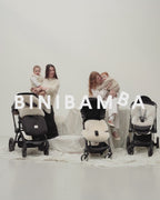 Pram mittens of Merino sheepskin - Noir + Toast - BINIBAMBA