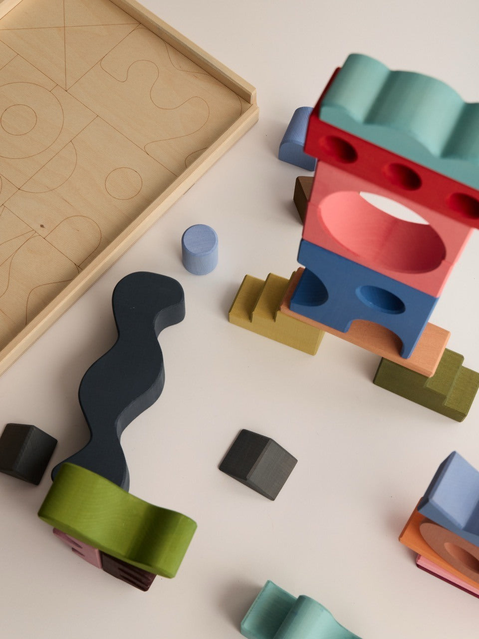 Houten bouwblokken - Collage – Open-ended play – Raduga Grëz
