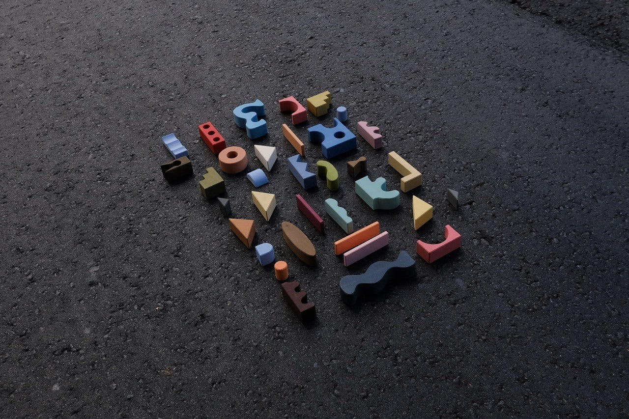 Houten bouwblokken - Collage – Open-ended play – Raduga Grëz
